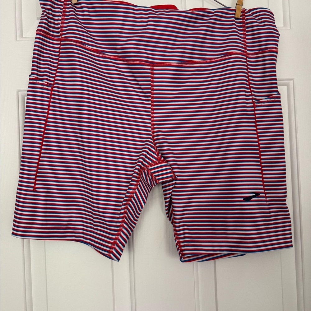 Brooks Red, White, and Blue Striped Running Shorts